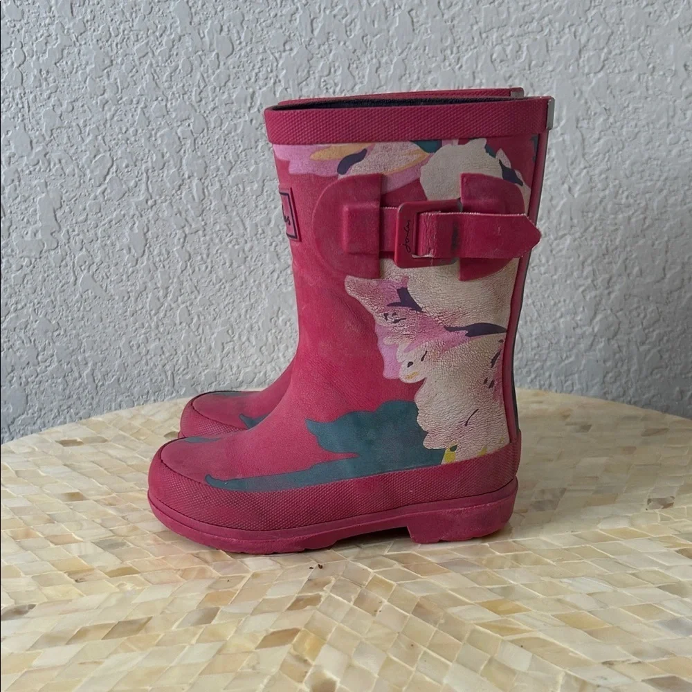 Joules Floral Pink Kids Rain Boots